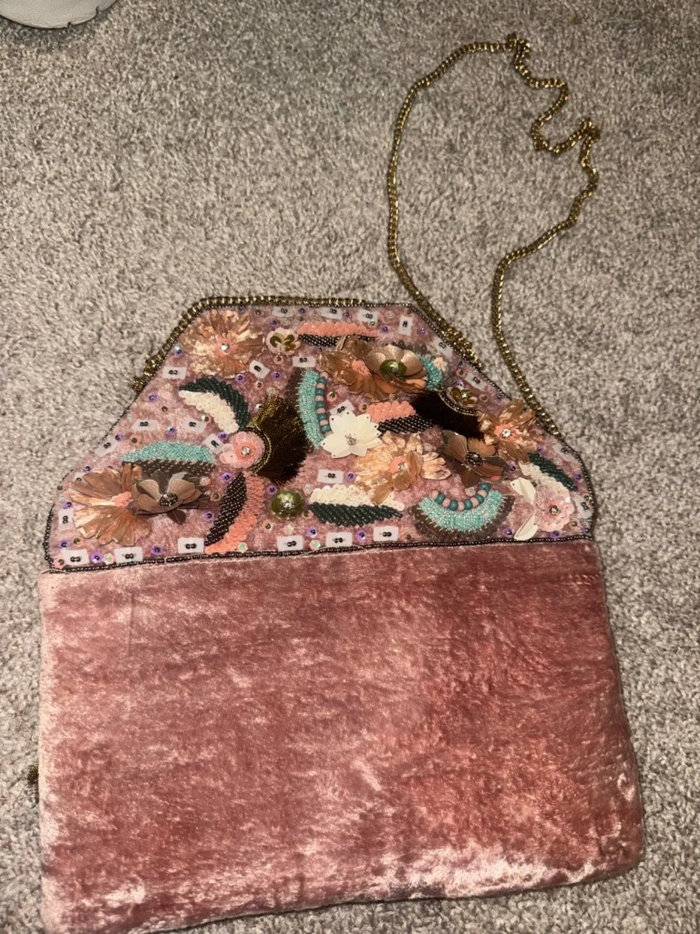 Lulu's Pink Floral Sequin Embellished Clutch
